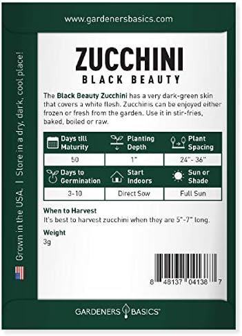 Gardeners Basics, Zucchini Seeds for Planting - Black Beauty Green Heirloom, Non-GMO Vegetable Summer Squash Variety- 3 Grams Seeds Great for Summer Garden - Image 7