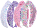 Sequin Headbands for Girls, 4 Pack Knotted Headband for Girls, Sparkly Girl Hair Bands Glitter Hair Accessories for Girl and Women,diademas para niñas by Zifengcer