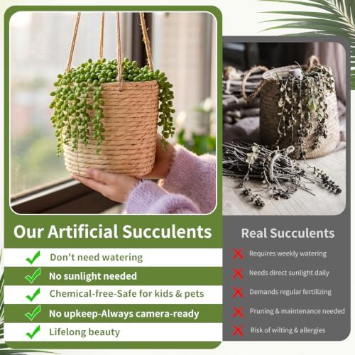 4 PCS Fake Hanging Plants Artificial String of Pearls Succulent Unpotted - Image 5