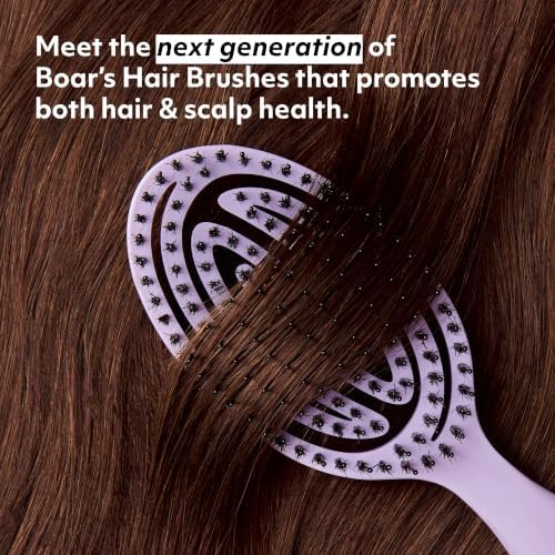 The Boar's Hair Bristle Wellness Brush | Conditions, Detangles, Boosts Scalp Circulation, Lightweight Flexible Design, Vented Cushion, Pain-Free, Helps Dry Damaged Hair (Korean Lilac) - Image 2