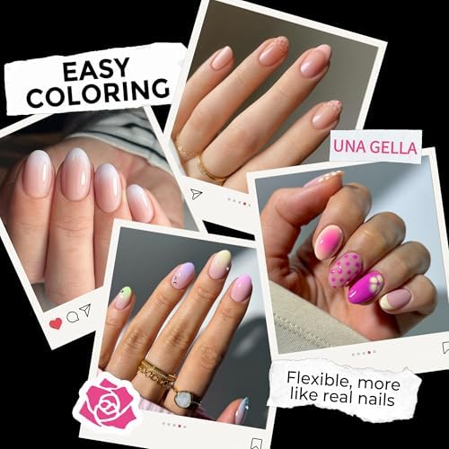 UNA GELLA Short Almond Round Nail Tips 216pcs/12 Sizes Soft Gel Tips - Image 3