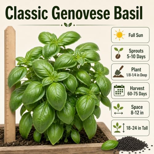 2000 Genovese Basil Seeds for Planting - Italian Sweet Basil for Pesto, Heirloom, Non-GMO, USA Grown by RDR Seeds - Image 4