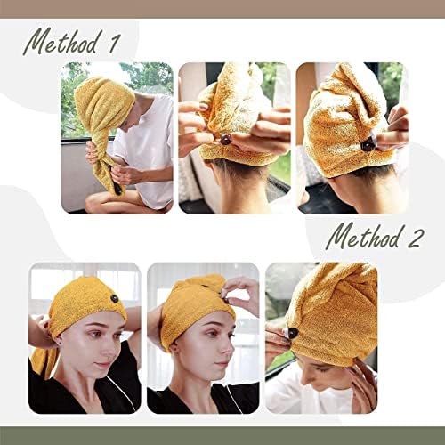 myHomeBody Hair Towel Wrap, Quick Drying Turban, Absorbent Cap – Mango - Image 4
