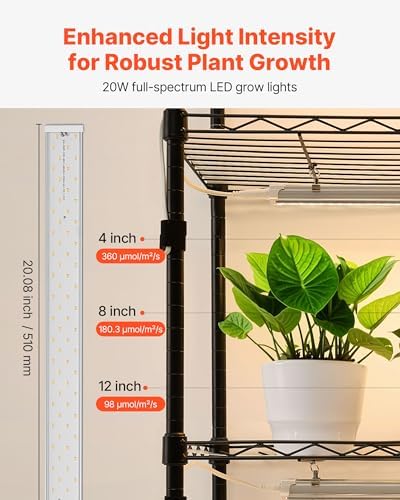 VEVOR Plant Shelf with Grow Light, 6-Tier Double-Row Plant Stand, 71in Tall Indoor Plants Display Rack with Wheels & Timer, 200W Full Spectrum Grow Lights, Metal Flower Pot Holder for Seed Starting - Image 3