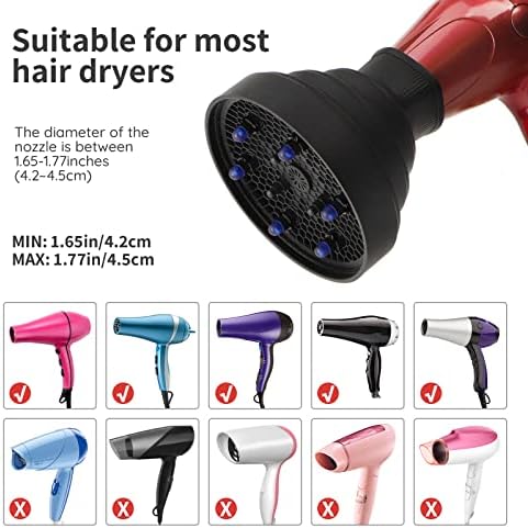Travel Hair Dryer Diffuser, Segbeauty Collapsible Portable Hair Diffuser, Profession Blow Dryer Diffuser Attachment for Natural Thick Hair, Suitable for Nozzle 1.65 inches to 1.77 inches - Black - Image 3