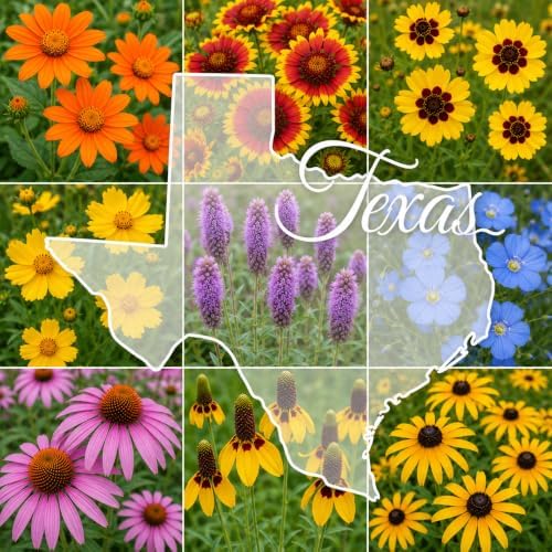 Wildflower Seeds for Central & Western Texas – 9-Species Regional Blend for Full Sun, Heat & Dry Conditions; Annual & Perennial Flowers; 1 lb Covers Up to 3,200 sq ft – Paper Street Perennials by PaperStreetPerennials