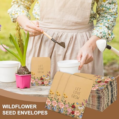 FYSUIMU 100Pcs Wildflower Seed Packets Let Love Grow Self-Adhesive Kraft Envelopes Rustic Floral Seed Storage Pockets for Garden Office Party Favors Supplies, 3.15 x 2.4 Inch - Image 6