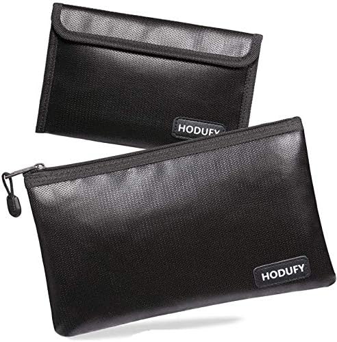 Hodufy Fireproof Money Bag - 10.6"x6.7" & 5"x8" Small Fireproof Bags, Bank Deposit & Passport Safe Storage Envelope by Hodufy