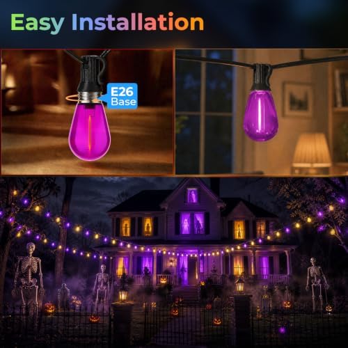GvvooHome 24 Pack S14 Orange and Purple Light Bulbs for String Lights - Image 5