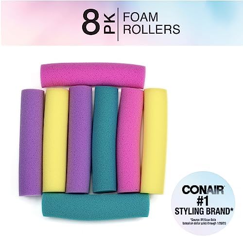 Conair Foam Hair Rollers -Heatless curls - Foam Rollers - Hair Rollers - Loose Hair Curlers in Assorted Sizes - 8 Count w/storage case - Image 2