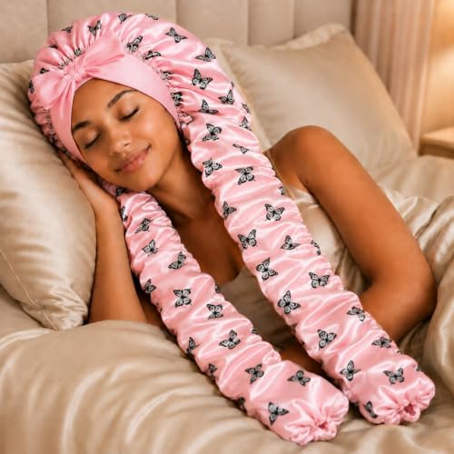 Double Layer Slik Like Satin Bonnet, 33-43" XXL Bonnet for Braids Long Hair - Image 5
