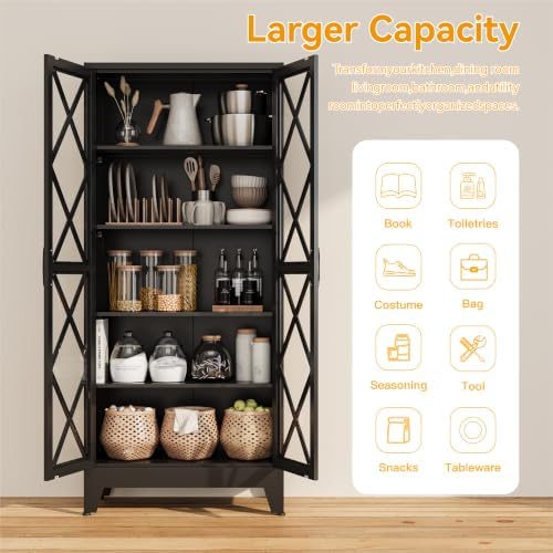 COFaR Metal Kitchen Cabinet, Pantry Storage Cabinets, 71" Tall Black ﻿ - Image 7