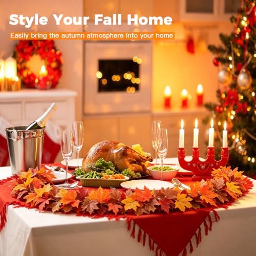 2 Pack Fall Leaves Garland, 5.9Ft/Piece Artificial Fall Leaves for Fall Decorations for Home, Halloween Decorations, Fall Garland Outdoor, Thanksgiving Decorations, Fall Outdoor Decor - Image 5