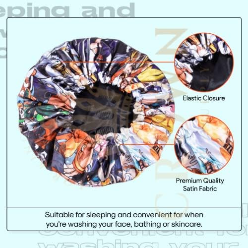 Large Silky Design Anime Bonnet with Elastic Soft Band Adjustable for Women and Men, Comfortable Satin Fabric, Heroo B - Image 3