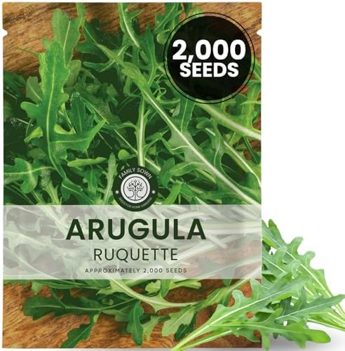 Arugula Ruquette – 2,000 Premium Seeds for Planting – Peppery, Fast-Growing Heirloom Greens for the 2026 Season – 5 Gram Pouch by FamilySown