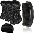 3pcs Silky Durag with Wave Brush for Men 360, Medium/Hard Hair Brush Kits,D by Heniho