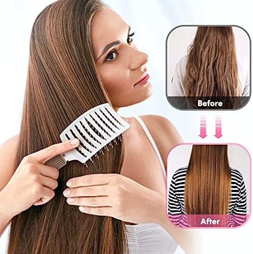Bsisme Hair Brush, Curved Vented Brush for Faster Blow Drying, Professional Styling Hair Brushes for Women and Men, Paddle Detangling Brush for Wet Dry Curly Thick Straight Hair, Pink - Image 3