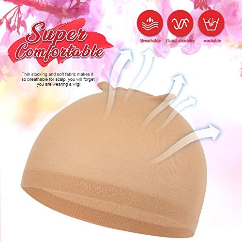 Fandamei 6 Pcs Stocking Wig Caps, Light Brown Stocking Caps For Wigs, Stretchy Nylon Wig Caps for Women, Girls, Kids - Image 3