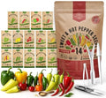 Organo Republic 14 Sweet & Hot Peppers Seeds Variety Pack - 1,030+ Non-GMO Heirloom Pepper Seeds for Outdoor and Indoor Home Gardening, Including Pepper Cayenne, Habanero, Jalapeno, Poblano, Serrano by OrganoRepublic