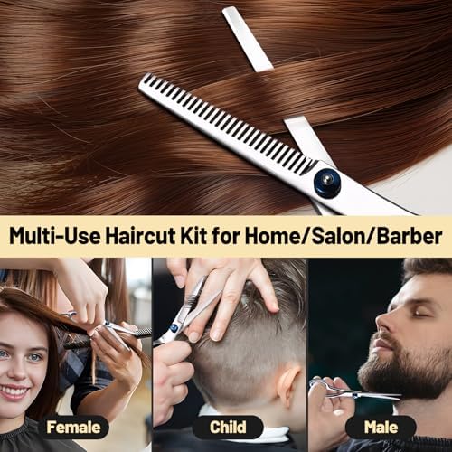 Hair Cutting Scissors Set, 4Cr13MoV Cutting and Thinning Shears, 9-Piece - Image 6