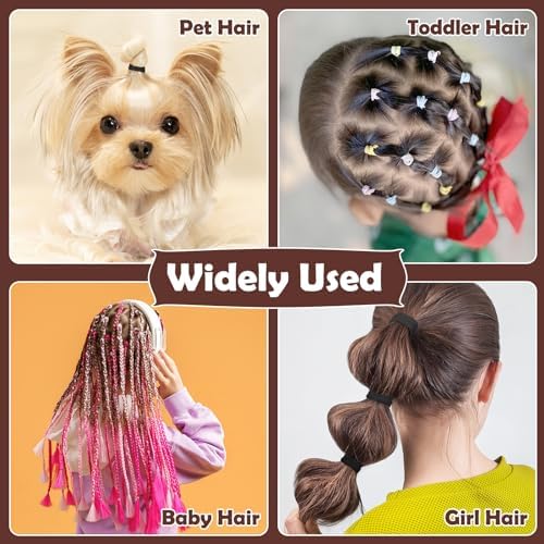 1500 Pcs Hair Bands in 4 Natural Colors - Rubber Hair Ties with Organizer Box and 6 Styling Tools for Women, Girls, Kids - Image 6