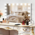 Moonee Vanity Mirror with Lights, Hollywood Lighted Makeup Mirror with 17 Dimmable Bulbs and 10X Magnification, 3 Colors Modes, Aluminum Metal Frame, Light Up Mirror for Tabletop/Wall（28" x 20"） by Moonee