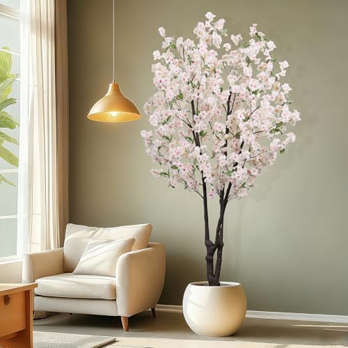 Artificial White Cherry Blossom Tree 5.7ft(68in) Faux Lifelike Plant - Image 2