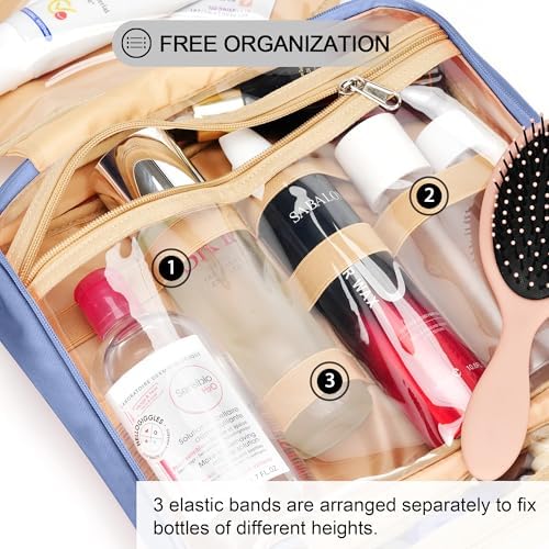 COOSKY Travel Hanging Toiletry Bag for Women, Cruise Ship Essentials, with Jewelry Organizer, Extra Large Makeup Dopp Kit, Waterproof Cosmetic Bags, Toiletries Kit Set with Trolley Belt, Blue - Image 5