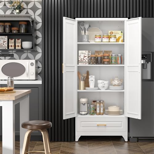 SteeLoong 75" Metal Storage Cabinet with Doors and 3 Adjustable Shelves - Image 2