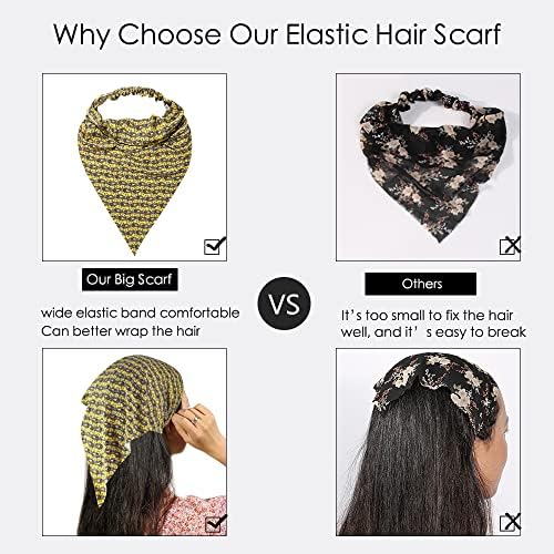 Vercret Hair Scarf Headband for Women,Boho Bandana Pretied Elastic Kerchief - Image 3