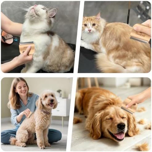 Pawaboo Deshedding Brush for Dogs & Cats, Dog Hair Removal Comb with Ergonomic Gripping, Wooden Grooming Shedding Brush for Long Hair Dogs and Cats, Hangable Pet Cleaning Comb Supplies, 3 Inch, Wood - Image 7