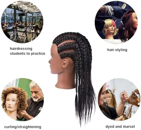 18 Inch 100% Real Hair Mannequin Head Training Head Manikin Cosmetology Doll Head for Hairdresser Practice Braiding Hair Styling with Clamp stand - Image 3
