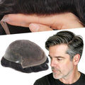 Toupee Hair for Men’s Gray Hair System Human Hair Q6 Hair Unit 1B10# by lumeng