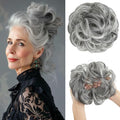 CJL HAIR Large Messy Bun Hair Piece Wavy Curly Scrunchies Synthetic Chignon Ponytail Hair Extensions Thick Updo Hairpieces for Women Dark Grey by CJLHAIR