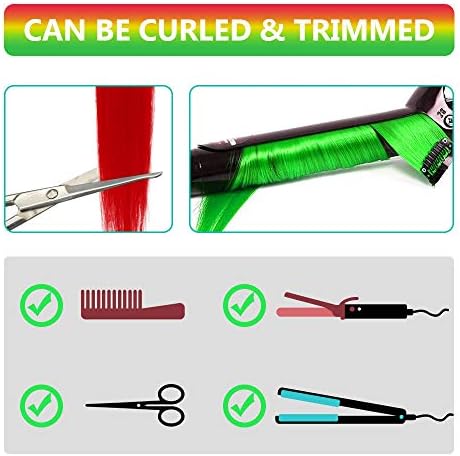 Red and Green Hair Extensions Clip in Synthetic Hairpiece 10 PCS - Image 4