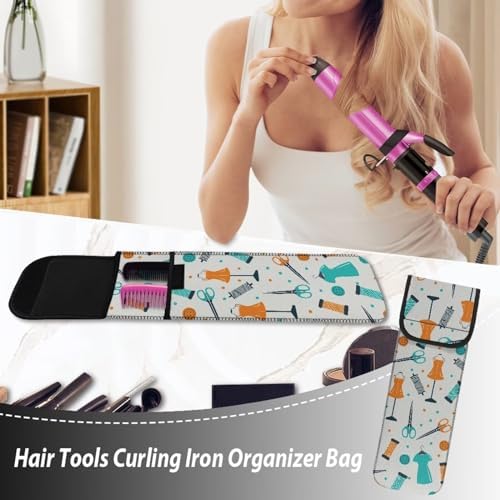 ZOUTAIRONG Curling Iron Travel Case Heat Resistant Flat Iron Holder Travel Case Hair Straightener Curling Iron Storage Bag Pouch Hot Tools Travel Bag Fashion Print - Image 2