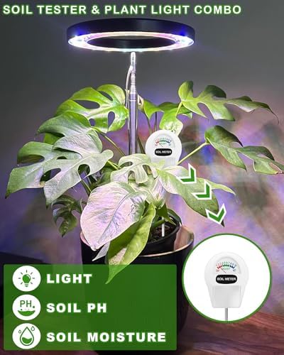 Plant Grow Light, LED Growing Light Full Spectrum for Indoor Plants, Paired with a Soil Tester,Height Adjustable, Automatic Timer, 5V Low Safe Voltage,Idea for Large Plant Light - Image 2