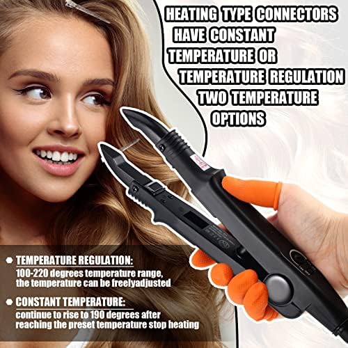 Lothee K Tip Hair Extensions Kit with Heat Iron Finger Protector, Black - Image 6