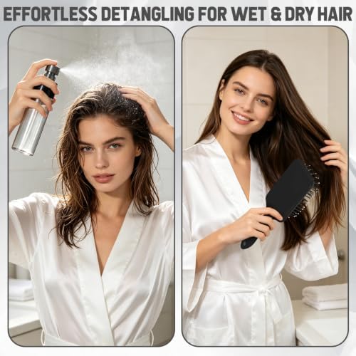 ProSuites 76 Pcs Black Hair Brush Set for Baby Girls - Scalp Scrubber with Handle, Detangle Hair Brush, Spray Bottle, Slick Back Brush Set Wide Tooth Mini Wet Brushes for Travel Home Use - Image 2