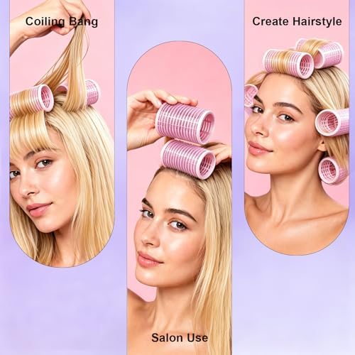 8 Pcs 2 Inch Jumbo Thermal Hair Rollers, Aluminum Self Grip Curlers - Image 3