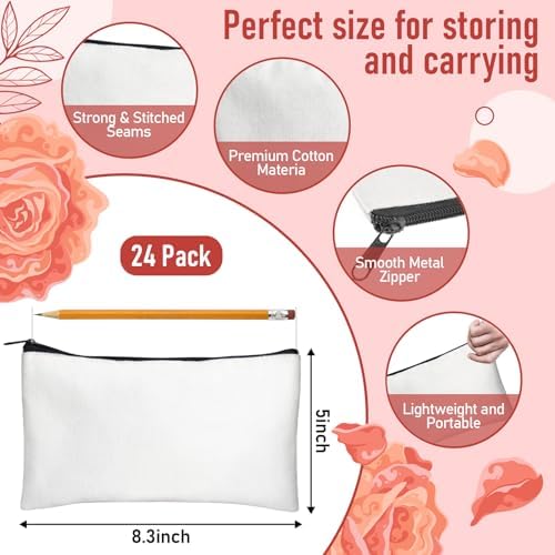 Legigo Blank Canvas Bags Zipper Pouch Makeup Bags Pencil Pouch Bulk - Image 2