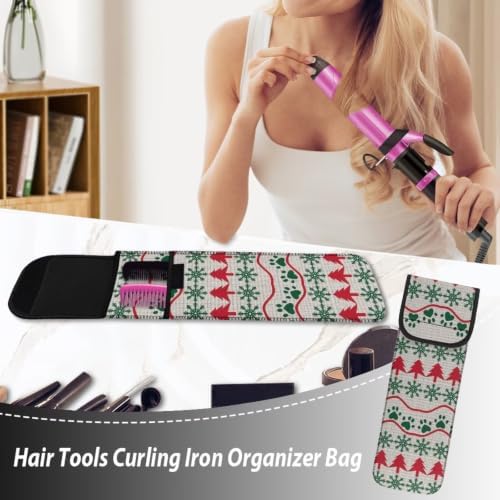 Flashideas Christmas Tree Curling Iron Holder Heat Resistant Neoprene Curling Iron Cover Bag with Pocket Curling Iron Organizers and Storage for Hair Straightener, Curling Iron, Flat Iron - Image 5