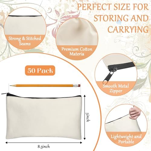 Legigo Blank Canvas Bags Zipper Pouch Makeup Bags Pencil Pouch Bulk - Image 2