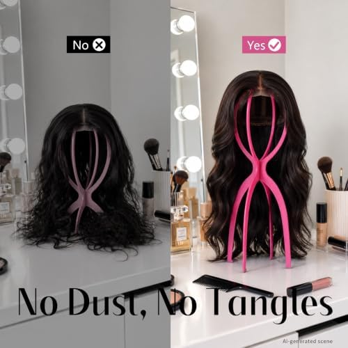 Dreamlover Tall Wig Stand for Long Wigs, Hot Pink, 2 Packs - Image 2