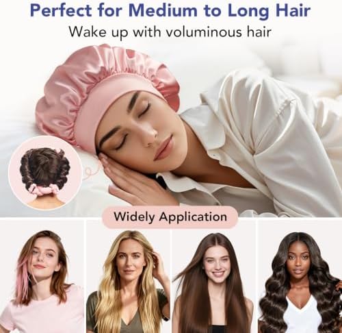 LitBear Heatless Curls Overnight, 2 Sizes of Soft Hair Rollers for Women with Bonnet to Sleep In, No Heat Hair Curlers Set with Scrunchies and Clips, for Long and Medium Hair (Pink) - Image 6