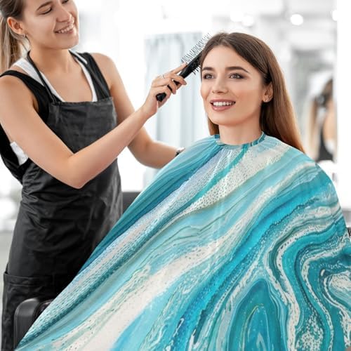 Blueangle Blue Marbling Barber Cape - Adjustable Waterproof Polyester Cape for Hairdresser Styling & Home, 65'' x 55'' - Image 7