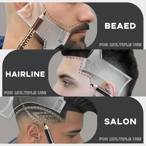 Noerrors Barber Pencil for Lineup Magic Hairline Enhancement Beard Guide Shaping Pencils for Design Razor Trace Black Brown Barber Chalk Pencils Set with Sharpener Ruler Brush for Men - Image 5