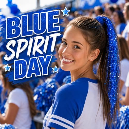 Blue Hair Glitter Stick,Royal Blue Face Glitter Stick,Blue School Spirit Day Accessories,Waterproof Singer Concert Halloween Chunky Sequins Makeup,Cheer Glitter for Football Sports Game Day - Image 2