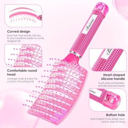 Bsisme Hair Brush Set, Curved Vented Hairbrush for Faster Blow Drying - Image 2