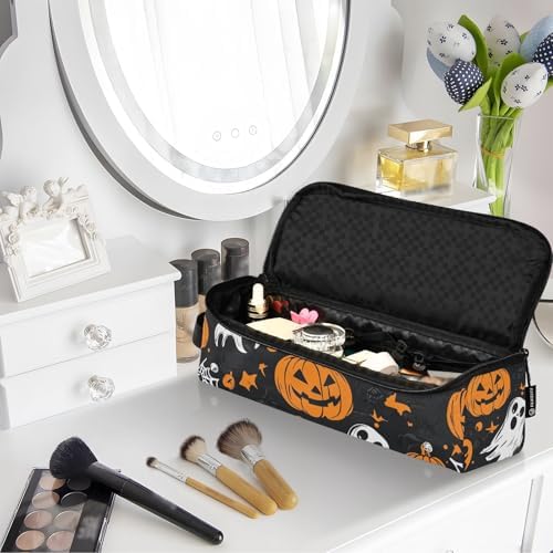 Hair Tools Travel Bag with Heat Resistant Mat Detachable 2-in-1 Curling Iron Travel Case Hot Tools Organizer for Straightener Flat Iron Gothic Funny Halloween Ghost and Pumpkins - Image 7